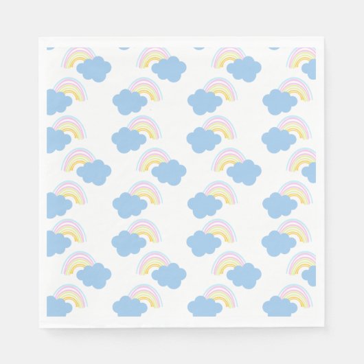 Rainbow Summer Clouds Pastel Scribble Doodle Serviette (Vorderseite)