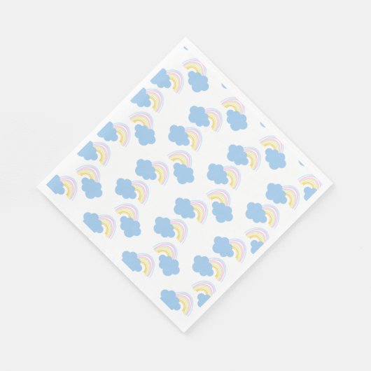 Rainbow Summer Clouds Pastel Scribble Doodle Serviette (Ecke)