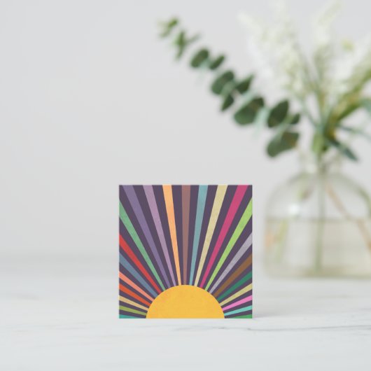 Rainbow Summer Sun Rays Berufliche Vorlage Quadratische Visitenkarte (Stehend Vorderseite)