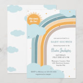 Rainbow, Sun and Clouds Baby shower invitation Einladung (Vorne/Hinten)