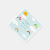 Rainbow, Sun and Clouds Kindergeburt Serviette (Ecke)