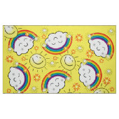 Rainbow Sun Clouds Gelbes Gewebe Stoff (Fat Quarter (45,7 x 55,9 cm))
