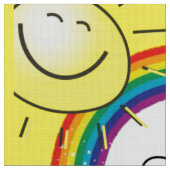 Rainbow Sun Clouds Gelbes Gewebe Stoff (Nahaufnahme)