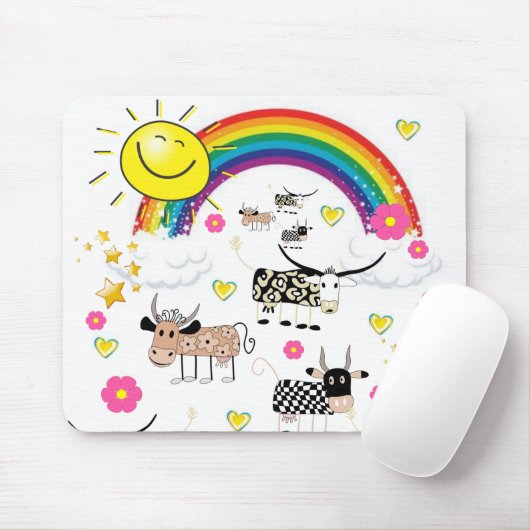Rainbow Sun Kuh Maus Pad! Mousepad (Mit Mouse)