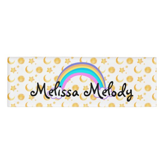 Rainbow Sun Moon Star Muster Namenschild (Vorderseite)