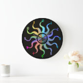 Rainbow Sun Wavy Rays Design Clock Große Wanduhr (Zuhause)