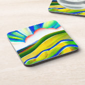 Rainbow Sunburst Landschaft Getränkeuntersetzer (Linke Seite)