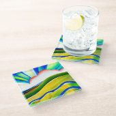 Rainbow Sunburst Landschaft Glasuntersetzer (Schrägansicht)