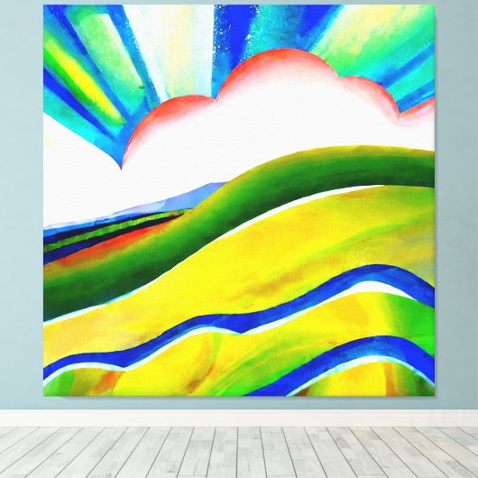 Rainbow Sunburst Landschaft Leinwanddruck (Insitu (Holzboden))
