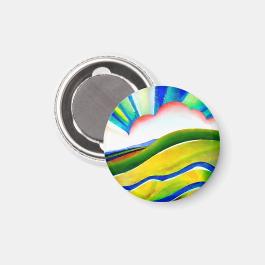 Rainbow Sunburst Landschaft Magnet (Vorderseite/Rückseite)