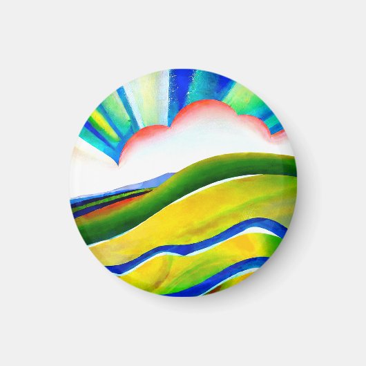 Rainbow Sunburst Landschaft Magnet (Vorne)