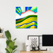 Rainbow Sunburst Landschaft Poster (Heimbüro)