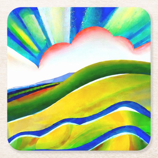 Rainbow Sunburst Landschaft Rechteckiger Pappuntersetzer (Vorderseite)