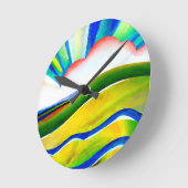 Rainbow Sunburst Landschaft Runde Wanduhr (Winkel)