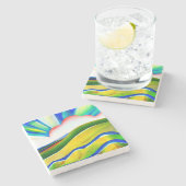 Rainbow Sunburst Landschaft Steinuntersetzer (Seitenansicht)