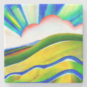 Rainbow Sunburst Landschaft Steinuntersetzer (Vorderseite)