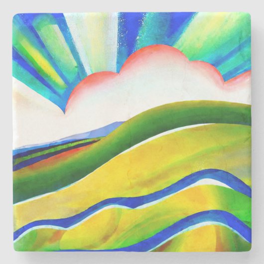Rainbow Sunburst Landschaft Steinuntersetzer (Vorderseite)
