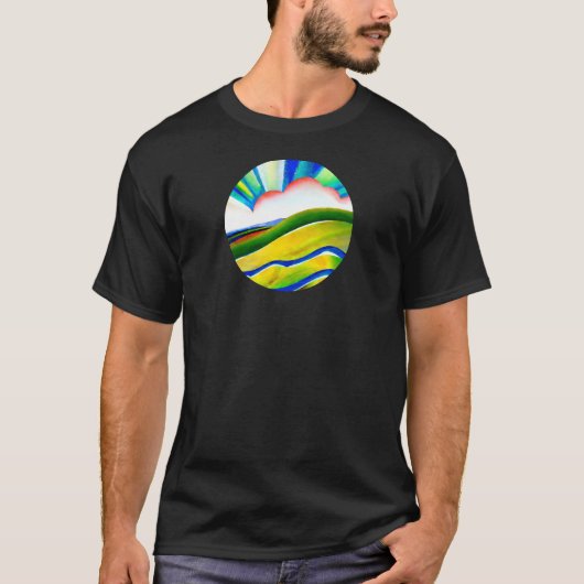 Rainbow Sunburst Landschaft T-Shirt (Vorderseite)