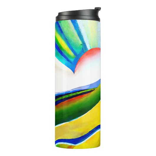 Rainbow Sunburst Landschaft Thermosbecher (Nach links gedreht)