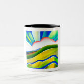 Rainbow Sunburst Landschaft Zweifarbige Tasse (Mittel)