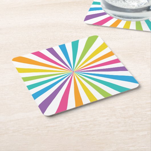 Rainbow Sunburst Rechteckiger Pappuntersetzer (angewinkelt)
