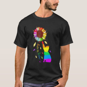Rainbow Sunflower Cat Liebe ist Liebe LGBT Gay Les T-Shirt