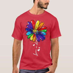 Rainbow Sunflower Liebe is Liebe LGBT Gay Lesbian T-Shirt
