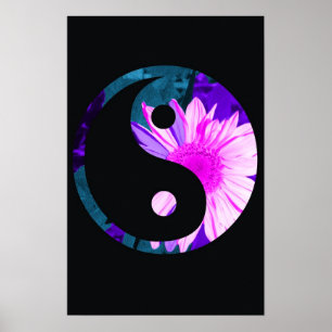Rainbow Sunflower Yin Yang Poster