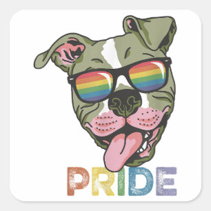 Rainbow Sunglasses Dog LGBT Gay Pride Flag Copy Quadratischer Aufkleber