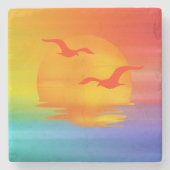 Rainbow Sunrise Steinuntersetzer (Vorderseite)