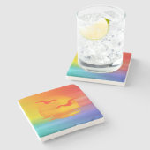 Rainbow Sunrise Tote Steinuntersetzer (Seitenansicht)