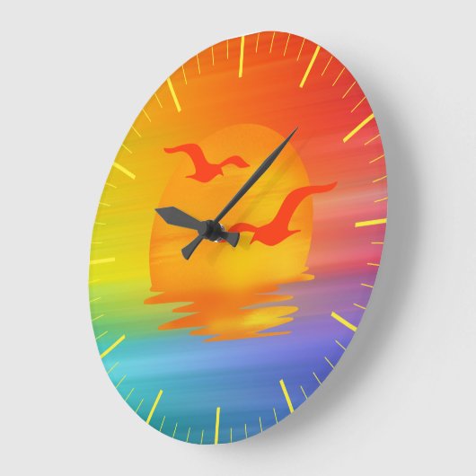 Rainbow Sunrise Wall Clock Große Wanduhr (Winkel)