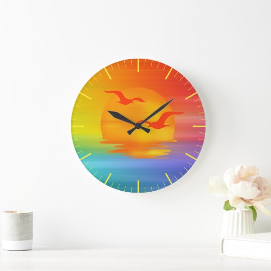 Rainbow Sunrise Wall Clock Große Wanduhr (Zuhause)