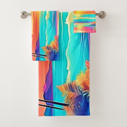 Rainbow Sunset Beach Badhandtuch Set (Insitu)
