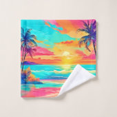 Rainbow Sunset Beach Badhandtuch Set (Waschlappen)