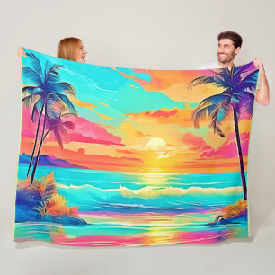 Rainbow Sunset Beach Fleecedecke