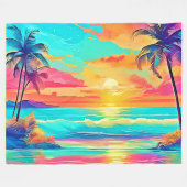 Rainbow Sunset Beach Fleecedecke (Vorderseite (Horizontal))
