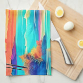 Rainbow Sunset Beach Geschirrtuch (Viertel Falte)