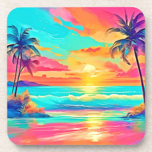 Rainbow Sunset Beach Getränkeuntersetzer