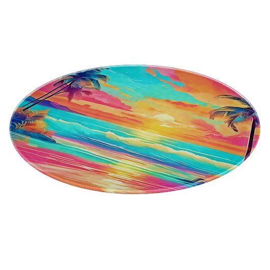 Rainbow Sunset Beach Schneidebrett (Ecke)