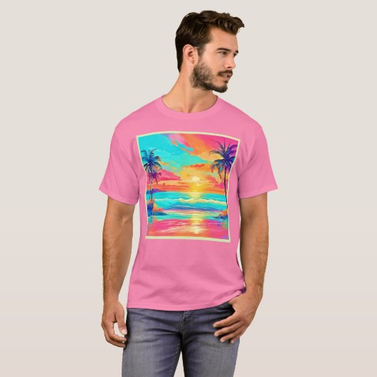 Rainbow Sunset Beach T-Shirt (Vorne ganz)