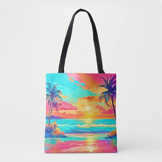Rainbow Sunset Beach Tasche (Vorderseite)