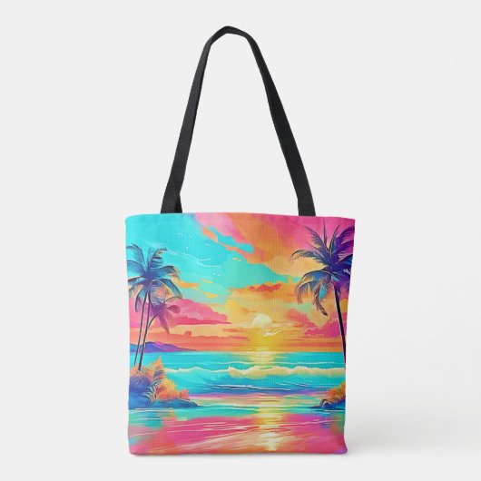 Rainbow Sunset Beach Tasche (Rückseite)