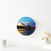 Rainbow sunset on mountain Lake Runde Wanduhr (Zuhause)