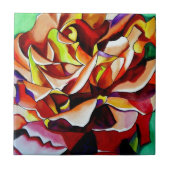 Rainbow Sunset Rosen Aquarell Originale Kunst Fliese (Vorderseite)