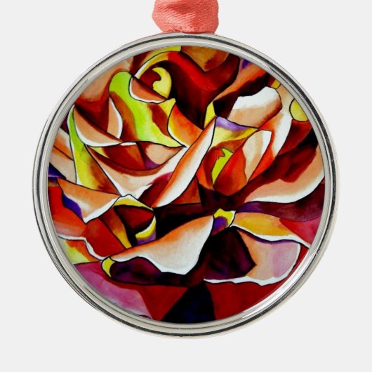 Rainbow Sunset Rosen Aquarell Originale Kunst Ornament Aus Metall (Vorne)