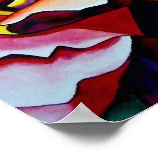 Rainbow Sunset Rosen Aquarell Originale Kunst Poster (Ecke)