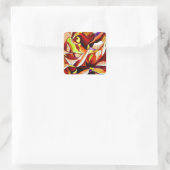 Rainbow Sunset Rosen Aquarell Originale Kunst Quadratischer Aufkleber (Tasche)