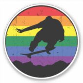 Rainbow Sunset Skateboard 4" Kiss Cut Vinyl Aufkleber (Vorderseite)