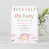 Rainbow Sunshine Baby Dusche Einladung (Stehend Vorderseite)